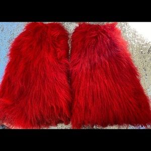 USED RED RAVE Leg Warmers/Boot covers/fluffies ♥️